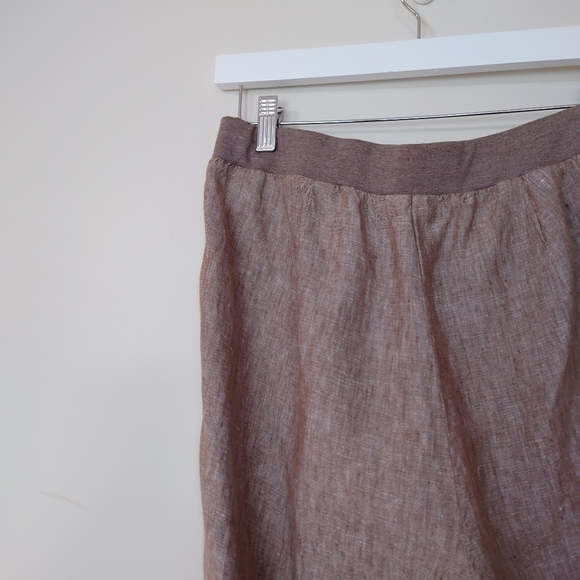 J. Jill Love Linen 100% Linen Half Band Waist Pull On Pants Pocket Size SP Brown - Picture 9 of 11